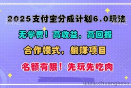 2025支付宝分成计划6.0玩法，合作模式，靠管道收益实现躺赚！