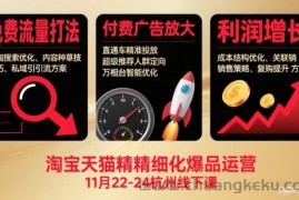 淘宝天猫精细化爆品运营11月22-24杭州线下课，免费流量打法+付费广告放大+利润增长（音频+文档）