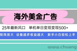 （15902期）最新海外广告美金，全自动挂机，单机单日500+，可矩阵放大，新手小白轻…