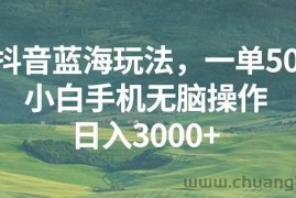 （13353期）抖音蓝海玩法，一单50，小白手机无脑操作，日入3000+