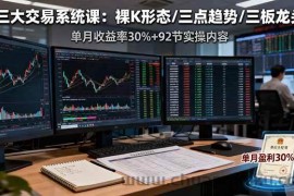 （16269期）三大交易系统课：裸K形态/三点趋势/三板体系，单月收益率30%+92节实操内容