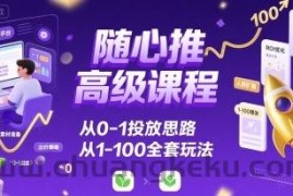 随心推高级课程，从0-1投放思路，也有从1-100的全套玩法