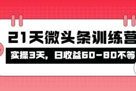 （4129期）被忽视的微头条，21天微头条训练营，实操3天，日收益60-80不等