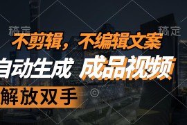 （12466期）不剪辑 不编辑文案，自款动生成原创视频 解放双手 条条爆