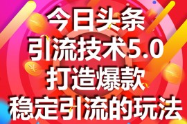 （1549期）今日头条引流技术5.0，市面上最新的打造爆款稳定引流玩法，轻松100W+阅读