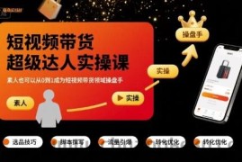 短视频带货超级达人实操课，素人也可以从0到1成为短视频带货领域操盘手