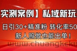 【实测案例】私域新玩法，日引30+精准粉，转化率50%，新人照做也能出单！