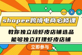 （4588期）shopee跨境电商必修课：教你独立给虾皮店铺选品，能够独立打理虾皮店铺