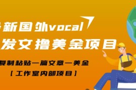 最新国外vocal发文撸美金项目，复制粘贴一篇文章一美金【工作室内部项目】