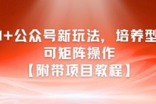 AI+公众号新玩法之培养型，可矩阵操作【附带项目教程】