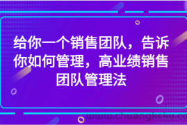 给你一个销售团队，告诉你如何管理，高业绩销售团队管理法（89节课）