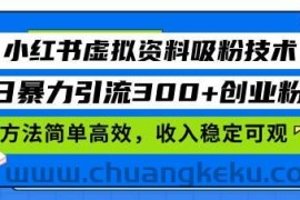 （13345期）小红书虚拟资料吸粉技术，日暴力引流300+创业粉，方法简单高效，收入稳…