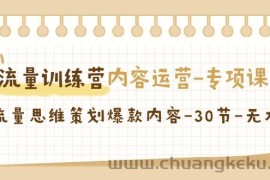 流量训练营之内容运营专项课，用流量思维策划爆款内容（30节课）