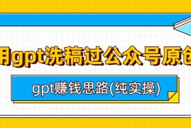 （6718期）用gpt洗稿过公众号原创以及gpt赚钱思路(纯实操)